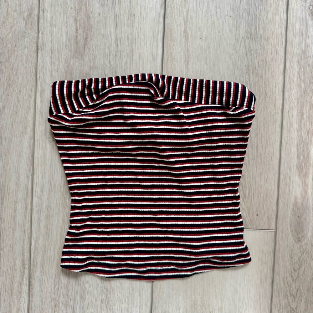 Red and white striped tube top